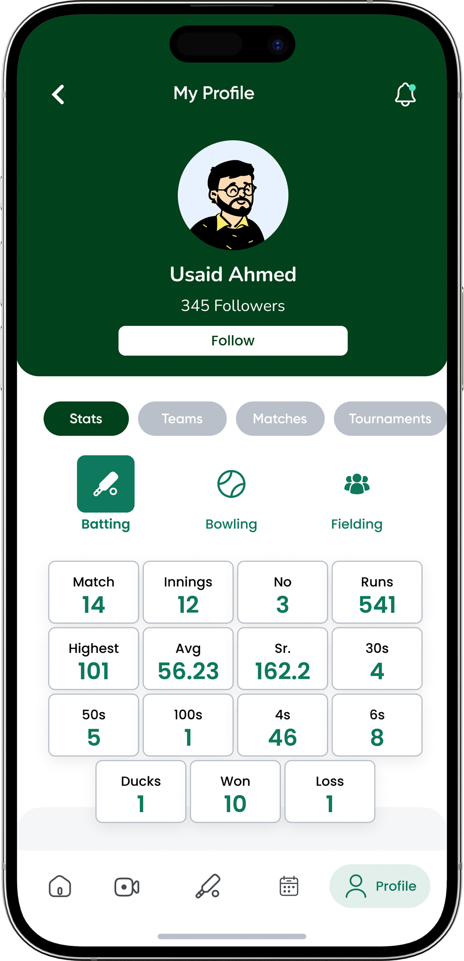 Player Digital Cricket CV